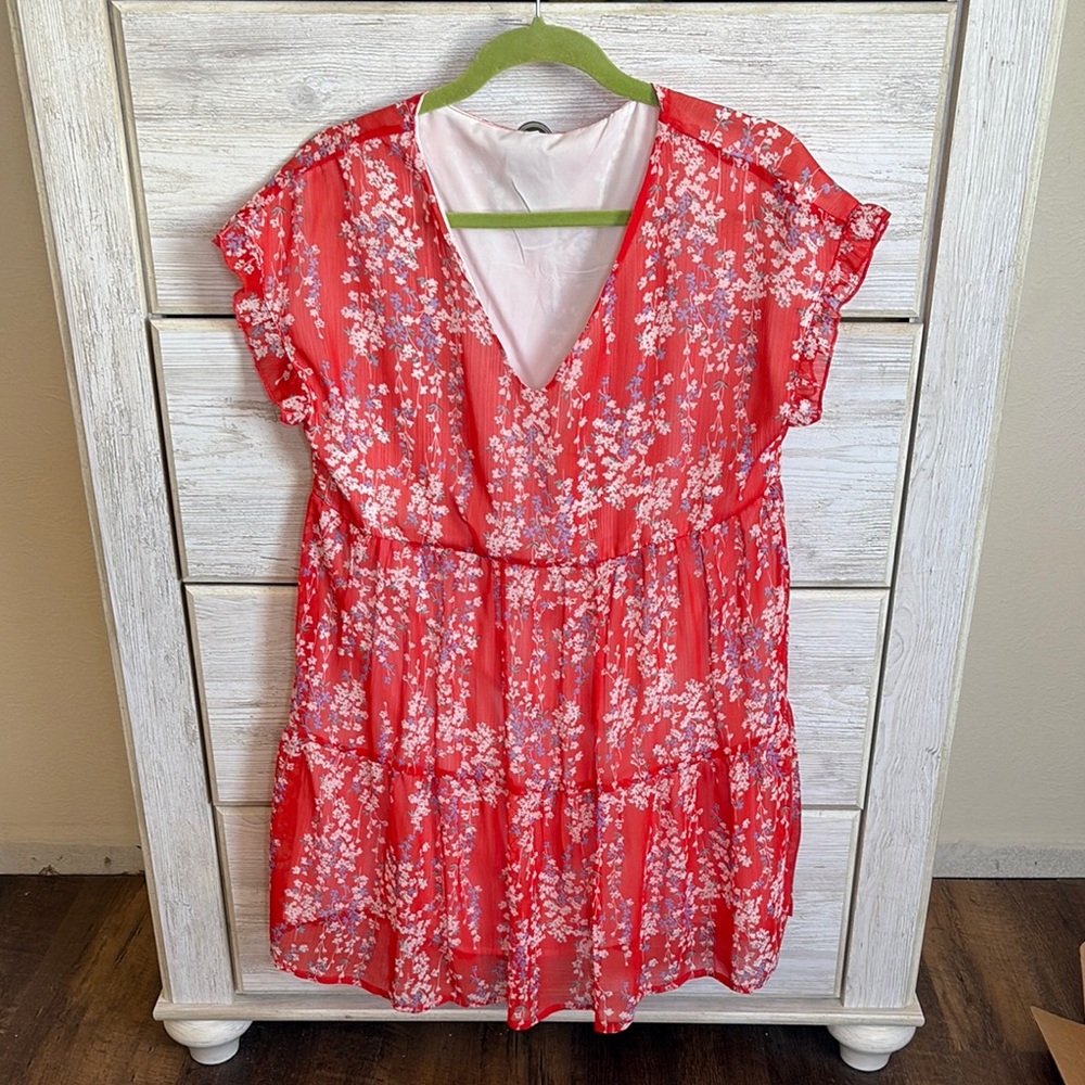 Floral Red Women's Dress
